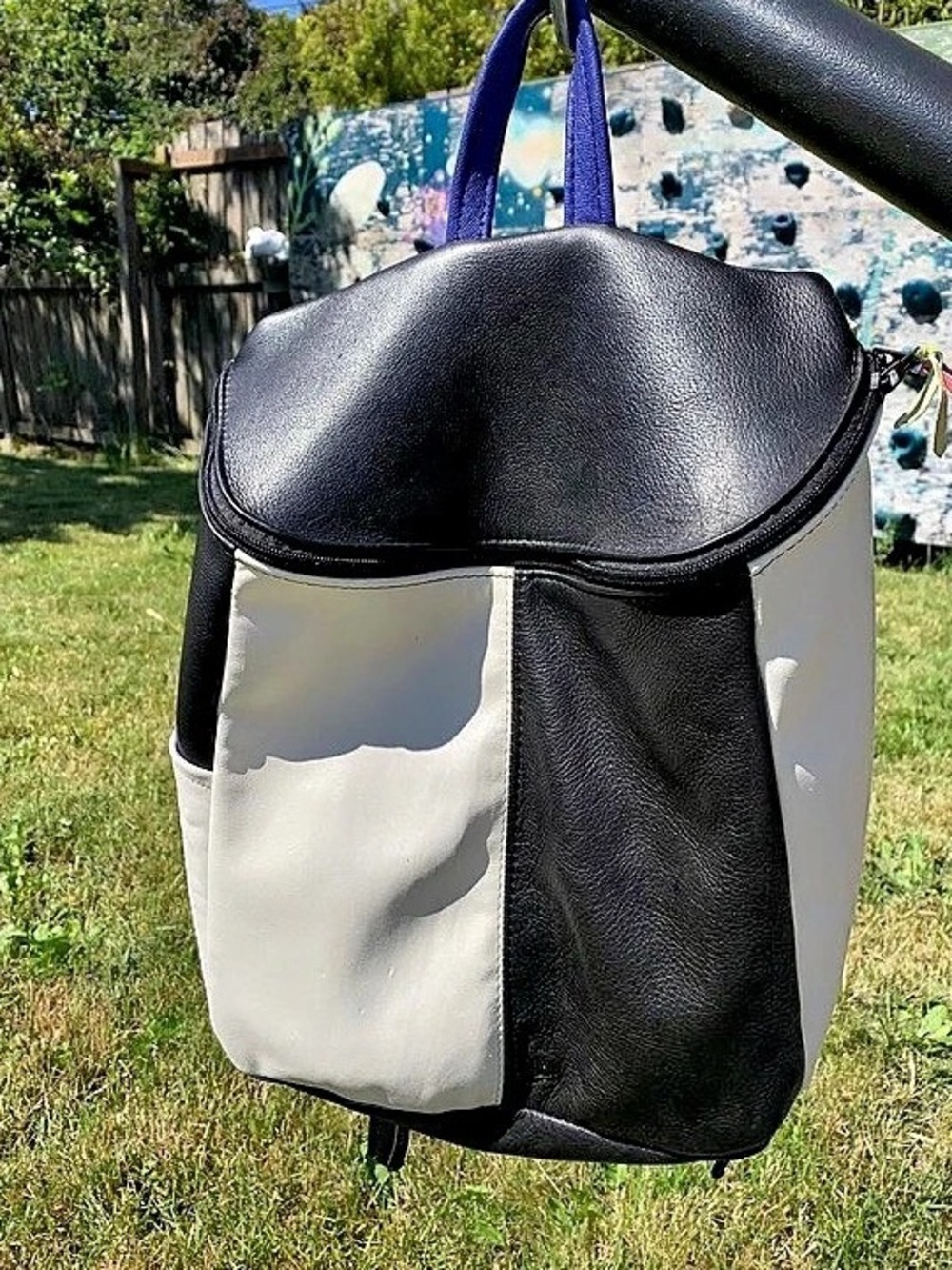 You & Mint Leather Colour Block Backpack Like New